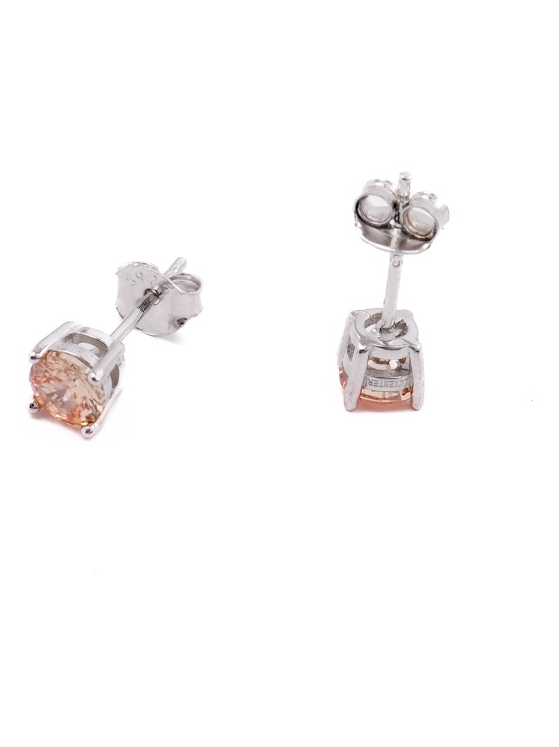 Boucles d'oreilles Luxenter en argent 925 avec zircon champagne rhodié - Iona Doré - Kiabi