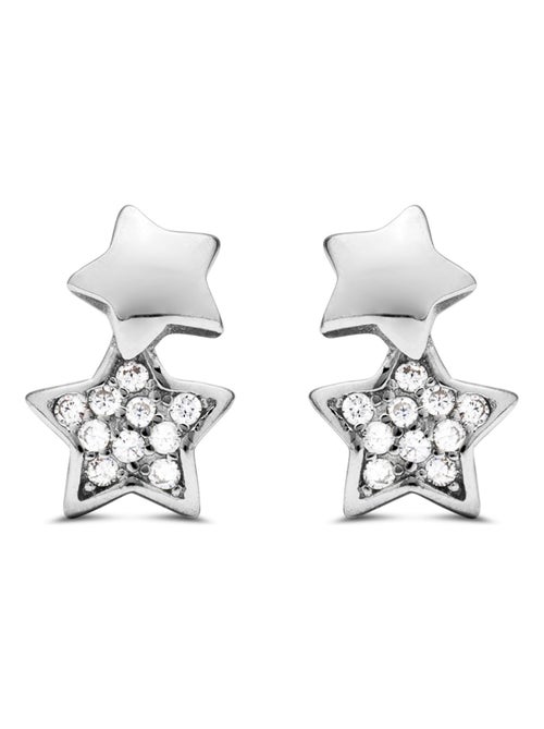 Boucles d'oreilles Luxenter en argent 925 avec zircon cubique brillant plaqué rhodium - Lili - Kiabi