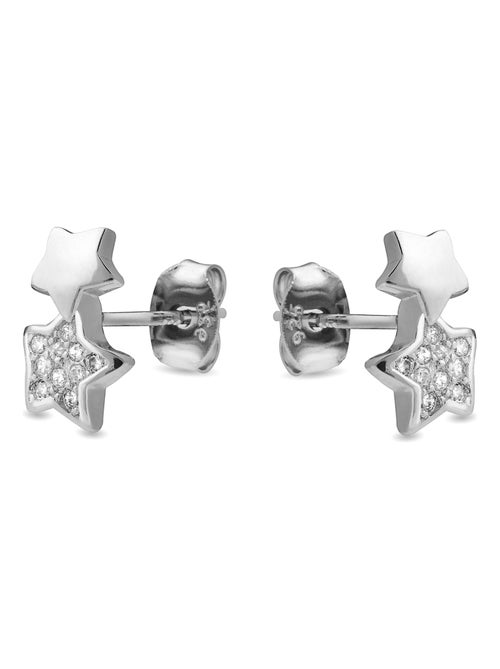 Boucles d'oreilles Luxenter en argent 925 avec zircon cubique brillant plaqué rhodium - Lili - Kiabi
