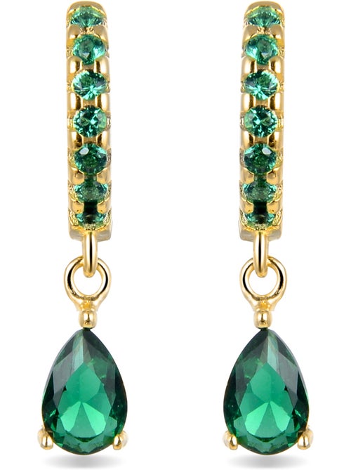 Boucles d'oreilles Luxenter en argent 925 avec zircon émeraude et finition et plaqué or 18k-Intheon - Kiabi