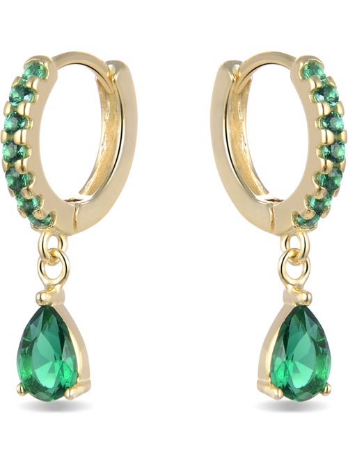 Boucles d'oreilles Luxenter en argent 925 avec zircon émeraude et finition et plaqué or 18k-Intheon - Kiabi