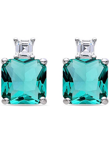 Boucles d'oreilles Luxenter en argent 925 avec zircon émeraude rhodié - Lizba