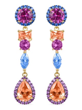 Boucles d'oreilles Luxenter en argent 925 avec zircon multicolore et finition en or jaune 18K