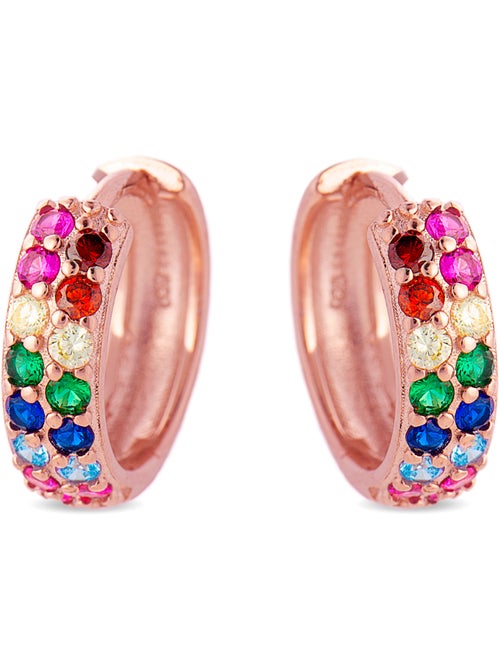 Boucles d'oreilles Luxenter en argent 925 avec zircon multicolore et finition en or rose 18K-Imewa - Kiabi