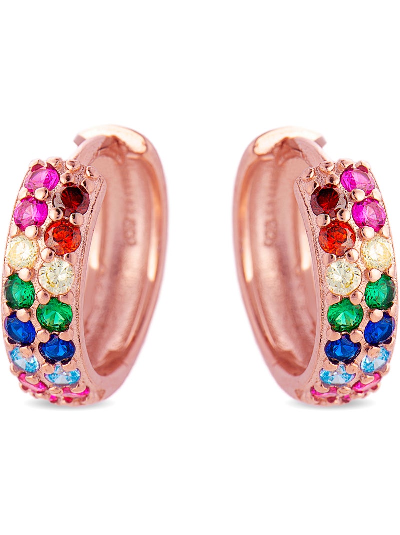 Boucles d'oreilles Luxenter en argent 925 avec zircon multicolore et finition en or rose 18K-Imewa Multicolore - Kiabi