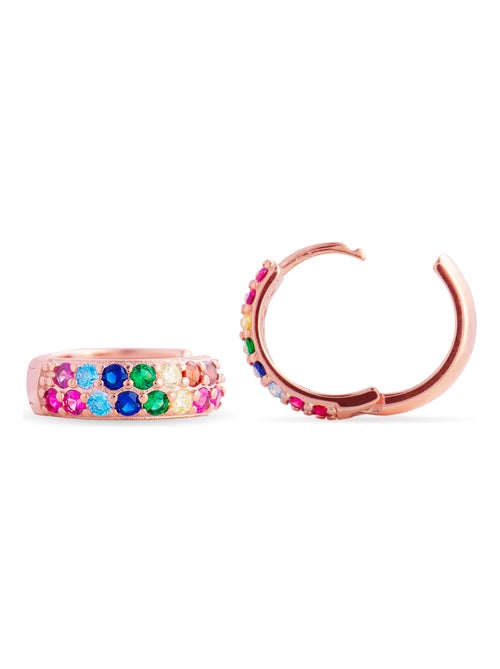Boucles d'oreilles Luxenter en argent 925 avec zircon multicolore et finition en or rose 18K-Imewa - Kiabi