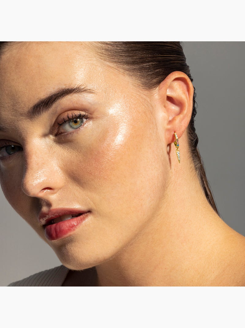 Boucles d'oreilles Luxenter en argent 925 avec zircon multicolore et finition et plaqué or 18k-Atrie Multicolore - Kiabi