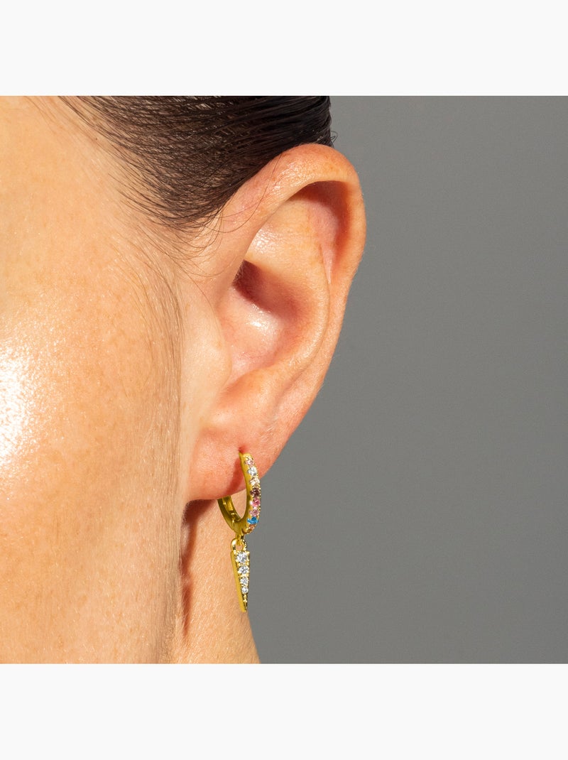 Boucles d'oreilles Luxenter en argent 925 avec zircon multicolore et finition et plaqué or 18k-Atrie Multicolore - Kiabi