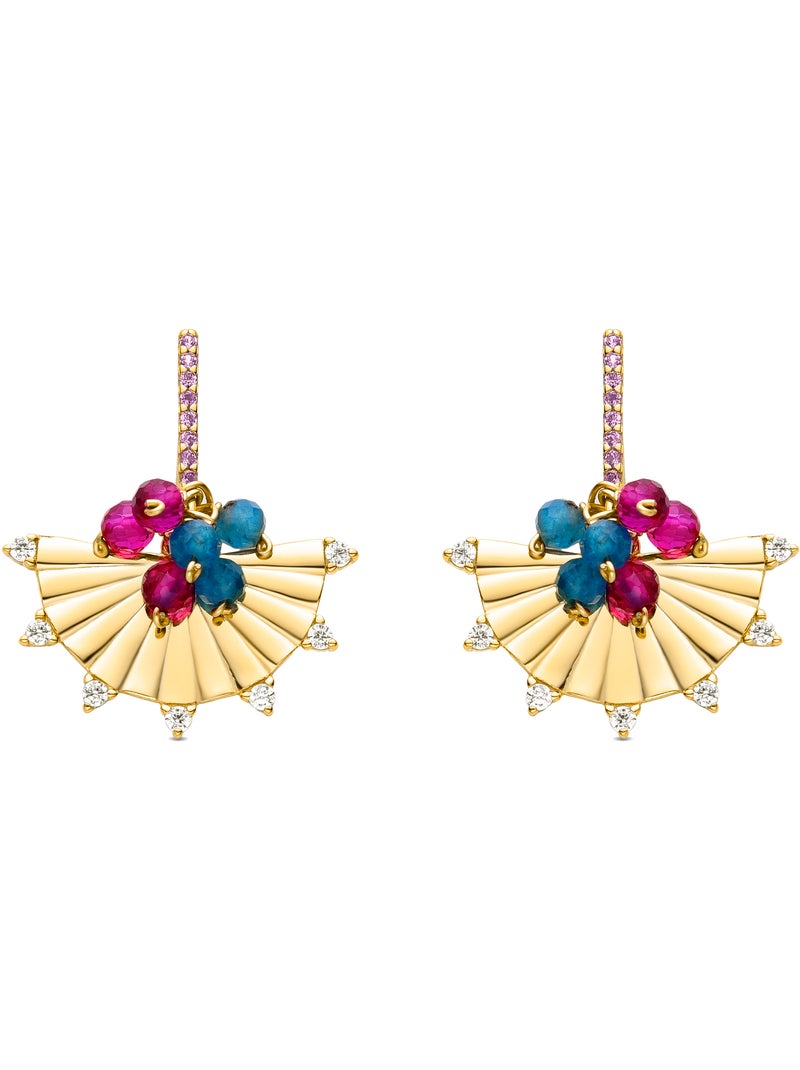 Boucles d'oreilles Luxenter en argent 925 avec zircon multicolore et finition et plaqué or 18k-Salma Multicolore - Kiabi