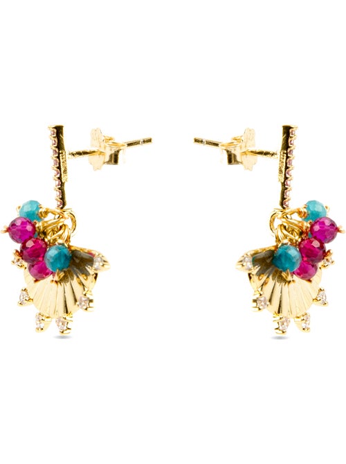 Boucles d'oreilles Luxenter en argent 925 avec zircon multicolore et finition et plaqué or 18k-Salma - Kiabi
