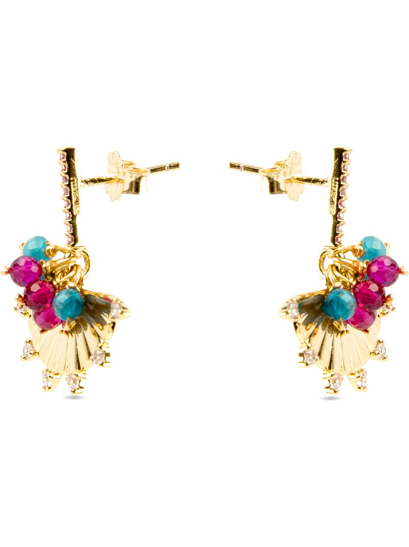 Boucles d'oreilles Luxenter en argent 925 avec zircon multicolore et finition et plaqué or 18k-Salma Multicolore - Kiabi
