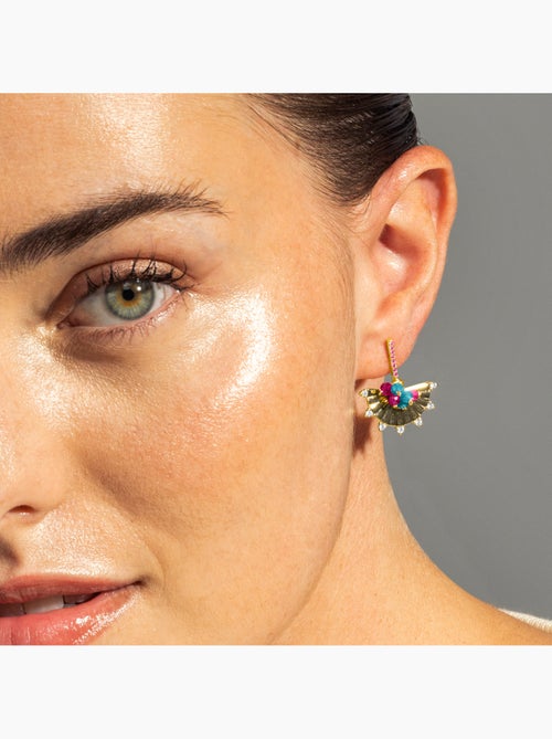 Boucles d'oreilles Luxenter en argent 925 avec zircon multicolore et finition et plaqué or 18k-Salma - Kiabi