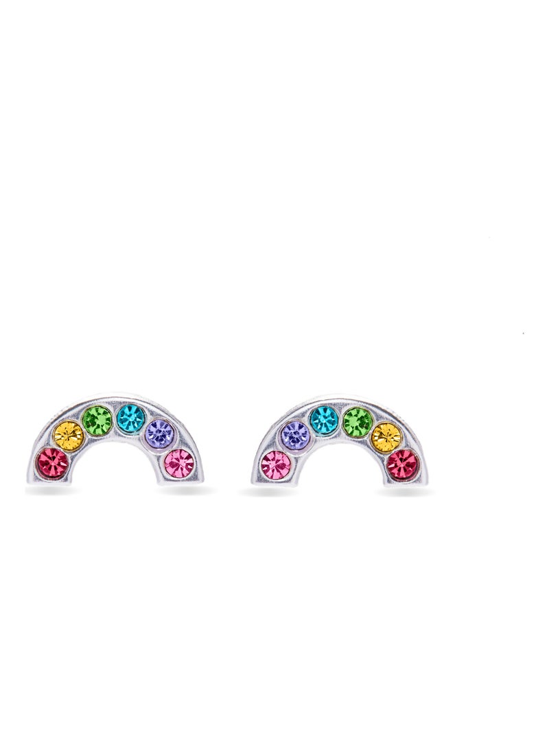Boucles d'oreilles Luxenter en argent 925 avec zircon multicolore plaqué rhodium - Arc-en-ciel Multicolore - Kiabi