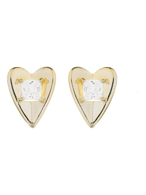 Boucles d'oreilles Luxenter en argent 925 avec zircon plaqué or jaune 18K - Lyryo - Kiabi