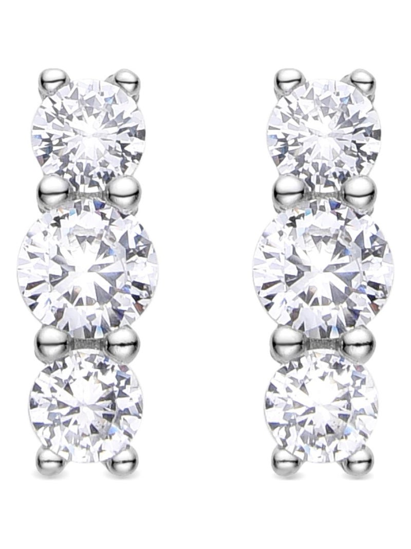 Boucles d'oreilles Luxenter en argent 925 avec zircon plaqué rhodium - Osja Argent - Kiabi