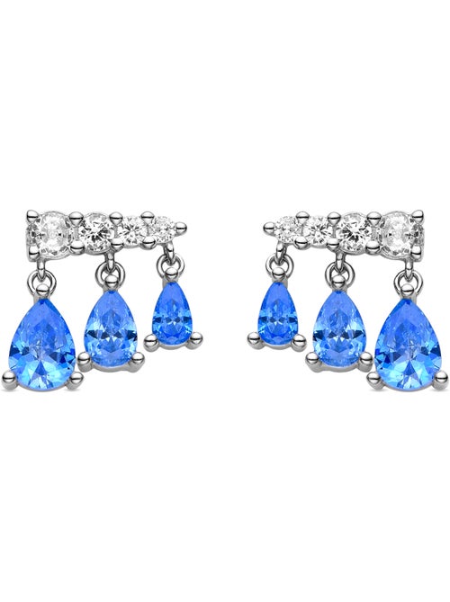 Boucles d'oreilles Luxenter en argent 925 avec zircon saphir rhodié - Dapak - Kiabi