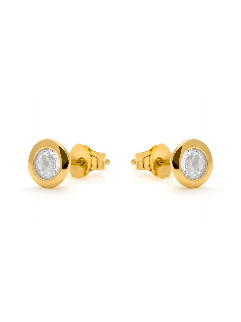 Boucles d'oreilles Luxenter en argent 925 avec zirconium brillant et finition or 18k - Zaja Blanc - Kiabi