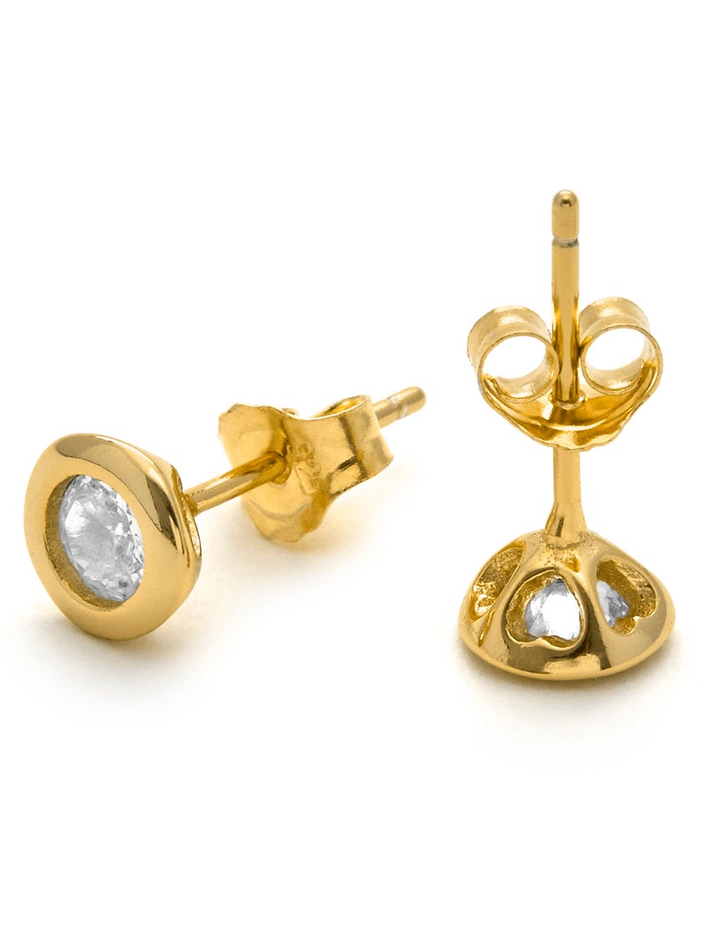Boucles d'oreilles Luxenter en argent 925 avec zirconium brillant et finition or 18k - Zaja Blanc - Kiabi