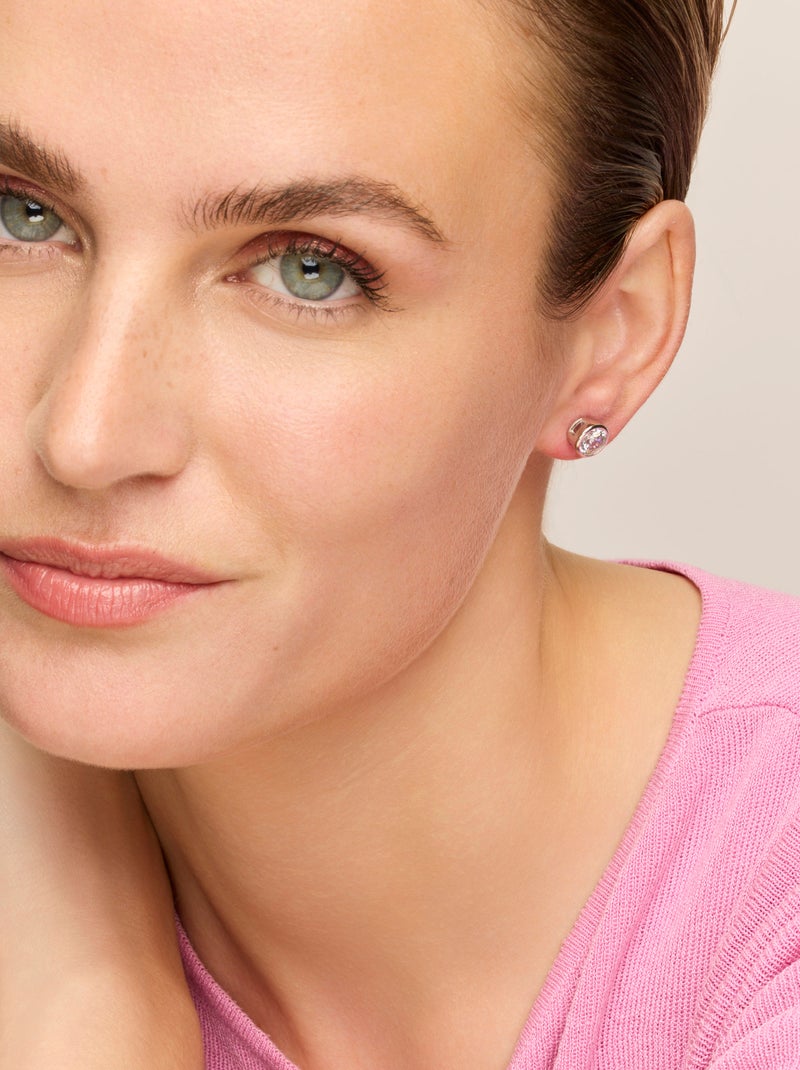 Boucles d'oreilles Luxenter en argent 925 avec zirconium brillant plaqué rhodium - Basili Blanc - Kiabi