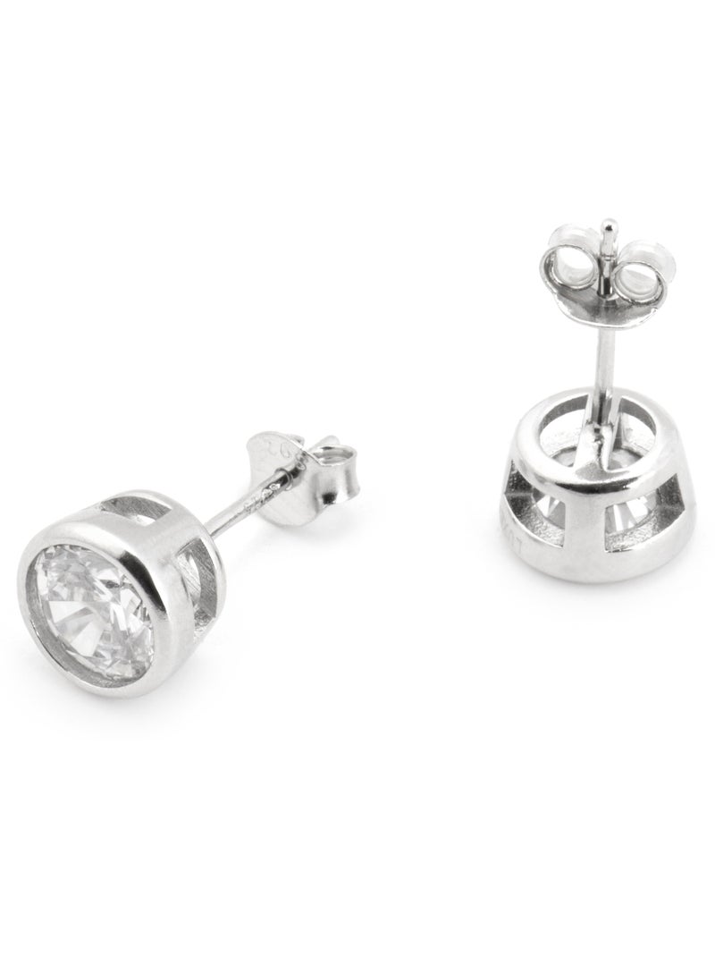 Boucles d'oreilles Luxenter en argent 925 avec zirconium brillant plaqué rhodium - Basili Blanc - Kiabi