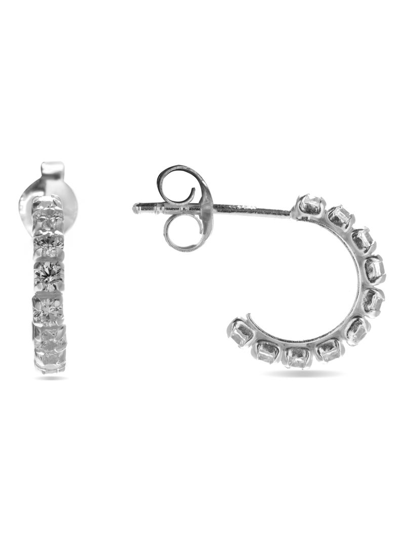 Boucles d'oreilles Luxenter en argent 925 avec zircons brillants plaqués rhodium - Essential Argent - Kiabi