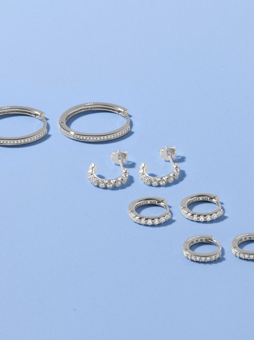Boucles d'oreilles Luxenter en argent 925 avec zircons brillants plaqués rhodium - Essential - Kiabi