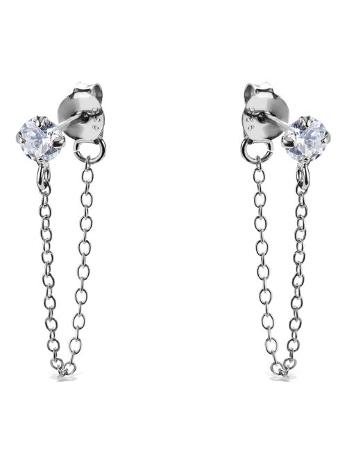 Boucles d'oreilles Luxenter en argent 925 avec zircons brillants plaqués rhodium - Essential - Kiabi