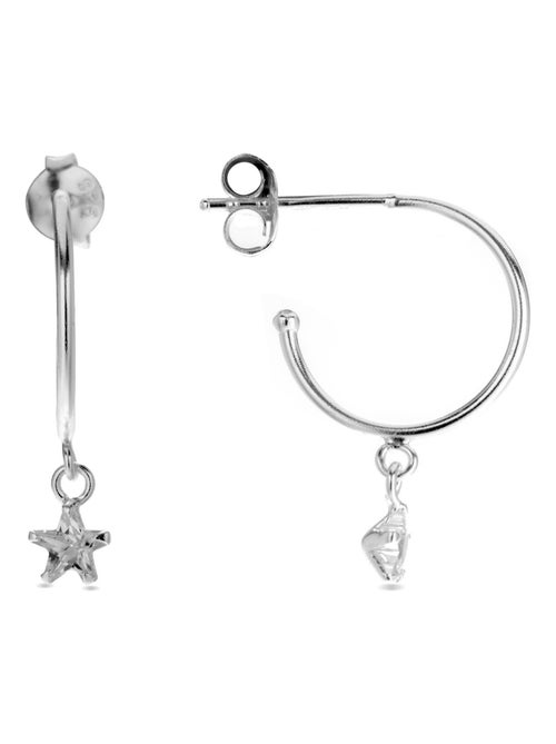Boucles d'oreilles Luxenter en argent 925 avec zircons brillants plaqués rhodium - Essential - Kiabi