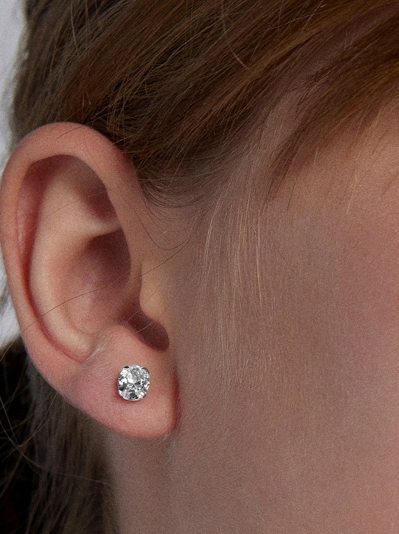 Boucles d'oreilles Luxenter en argent 925 avec zircons brillants plaqués rhodium - Essential Blanc - Kiabi