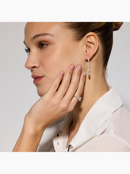 Boucles d'oreilles Luxenter en argent 925 avec zircons brillants plaqués rhodium - Guoi - Kiabi