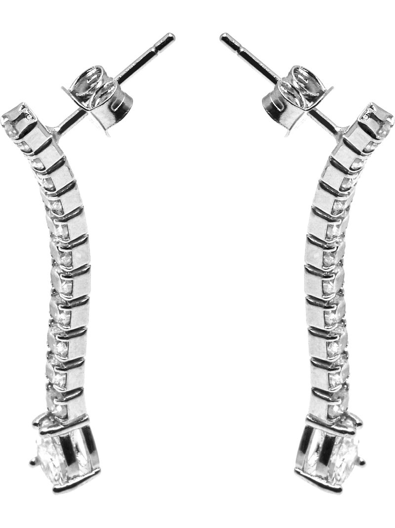 Boucles d'oreilles Luxenter en argent 925 avec zircons brillants plaqués rhodium - Guoi Blanc - Kiabi