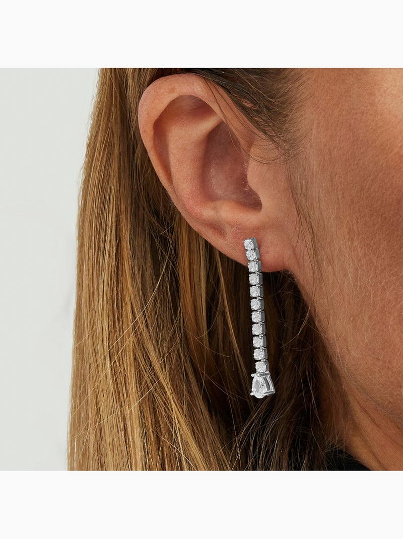 Boucles d'oreilles Luxenter en argent 925 avec zircons brillants plaqués rhodium - Guoi Blanc - Kiabi