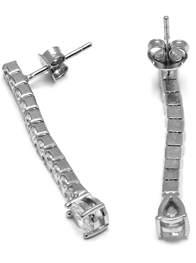 Boucles d'oreilles Luxenter en argent 925 avec zircons brillants plaqués rhodium - Guoi Blanc - Kiabi