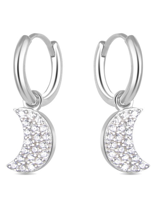 Boucles d'oreilles Luxenter en argent 925 avec zircons brillants plaqués rhodium - Lisvau - Kiabi