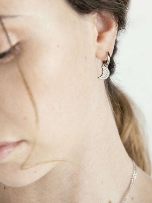 Boucles d'oreilles Luxenter en argent 925 avec zircons brillants plaqués rhodium - Lisvau - Kiabi