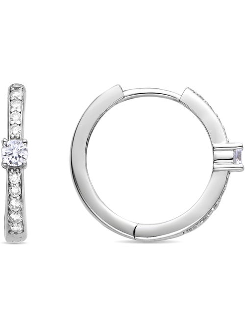 Boucles d'oreilles Luxenter en argent 925 avec zircons brillants plaqués rhodium - Manat - Kiabi