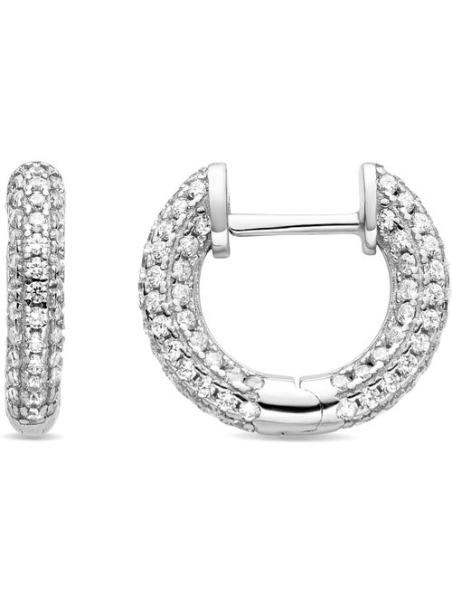 Boucles d'oreilles Luxenter en argent 925 avec zircons brillants plaqués rhodium - Yued - Kiabi