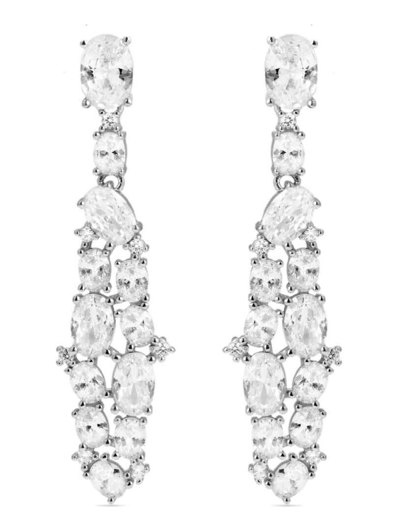 Boucles D'oreilles En Argent 925 Et Zircons - Modèle B19, Occasion, Fermoir Clous