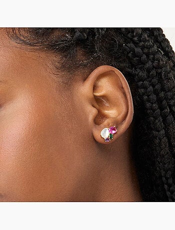 Boucles d'oreilles Luxenter en argent 925 cristal de roche et nacre finies et plaqué or 18k-Zafi