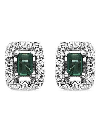 Boucles d'oreilles Luxenter en argent 925 et aigue-marine CZ plaquées rhodium - Sesh