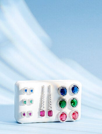 Boucles d'oreilles Luxenter en argent 925 et aigue-marine CZ plaquées rhodium - Sesh