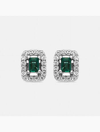 Boucles d'oreilles Luxenter en argent 925 et aigue-marine CZ plaquées rhodium - Sesh