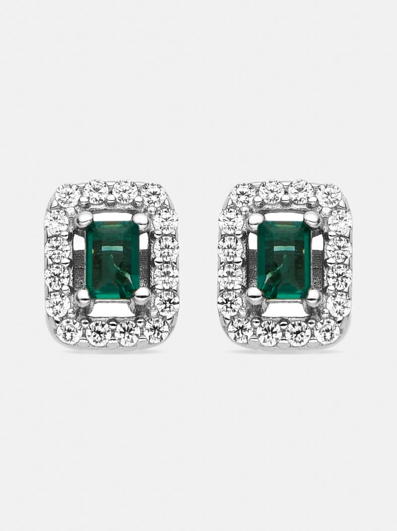 Boucles d'oreilles Luxenter en argent 925 et aigue-marine CZ plaquées rhodium - Sesh Vert - Kiabi