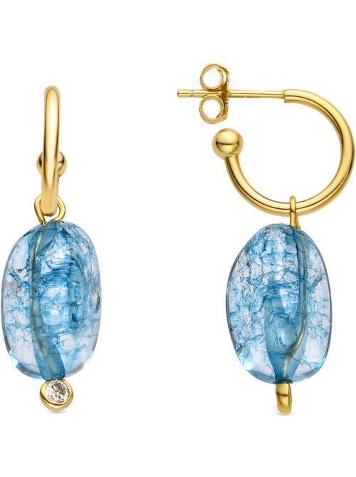 Boucles d'oreilles Luxenter en argent 925 et cristal bleu foncé finition or 18k - Xiua - Kiabi