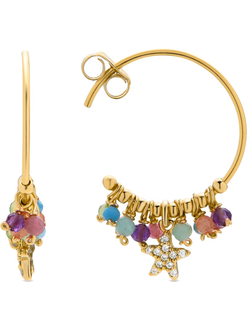 Boucles d'oreilles Luxenter en argent 925 et cristal multicolore avec finition et plaqué or 18k-Star Multicolore - Kiabi