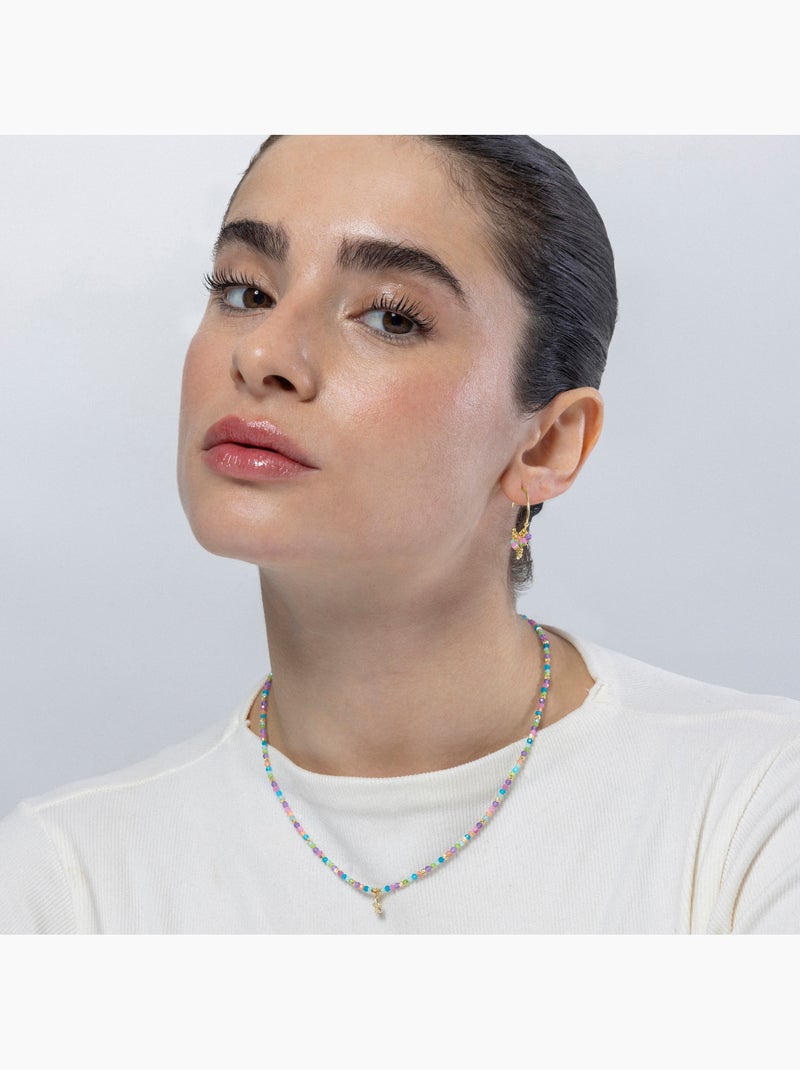 Boucles d'oreilles Luxenter en argent 925 et cristal multicolore avec finition et plaqué or 18k-Star Multicolore - Kiabi