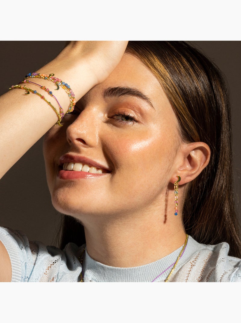 Boucles d'oreilles Luxenter en argent 925 et cristal multicolore finition or 18k - Liesi Multicolore - Kiabi