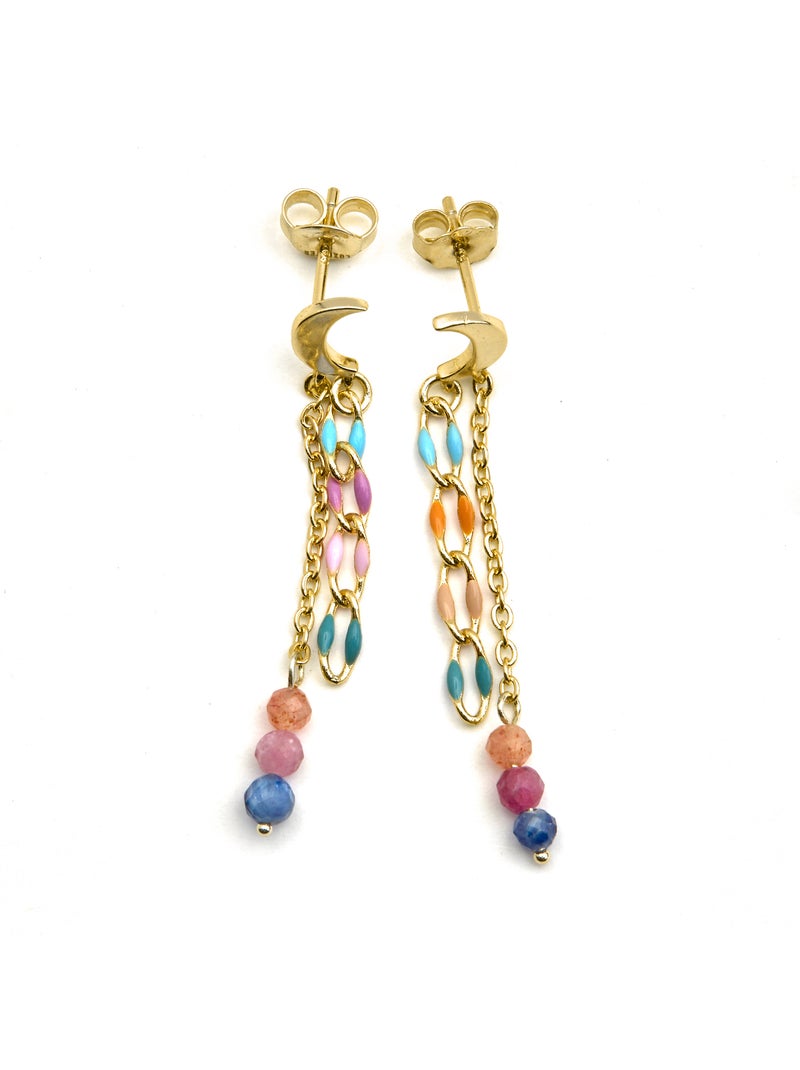 Boucles d'oreilles Luxenter en argent 925 et cristal multicolore finition or 18k - Liesi Multicolore - Kiabi
