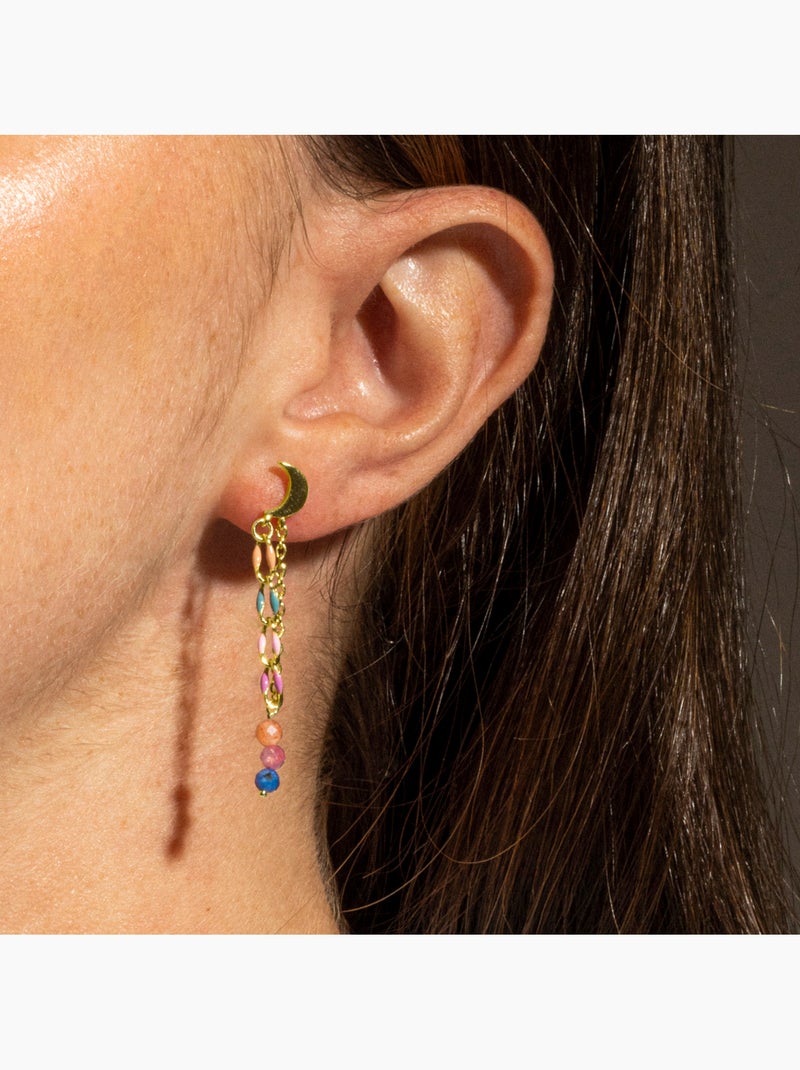 Boucles d'oreilles Luxenter en argent 925 et cristal multicolore finition or 18k - Liesi Multicolore - Kiabi