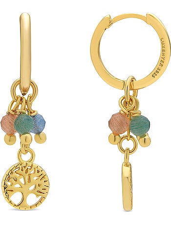 Boucles d'oreilles Luxenter en argent 925 et cristal multicolore, finition or jaune 18 k - Balal